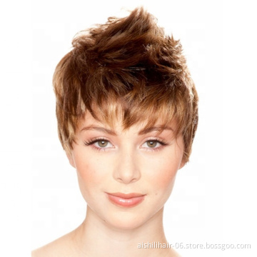 Aishili synthetic wigs hair light brown  short natural straight hair wigs wholesale synthetic fiber for women